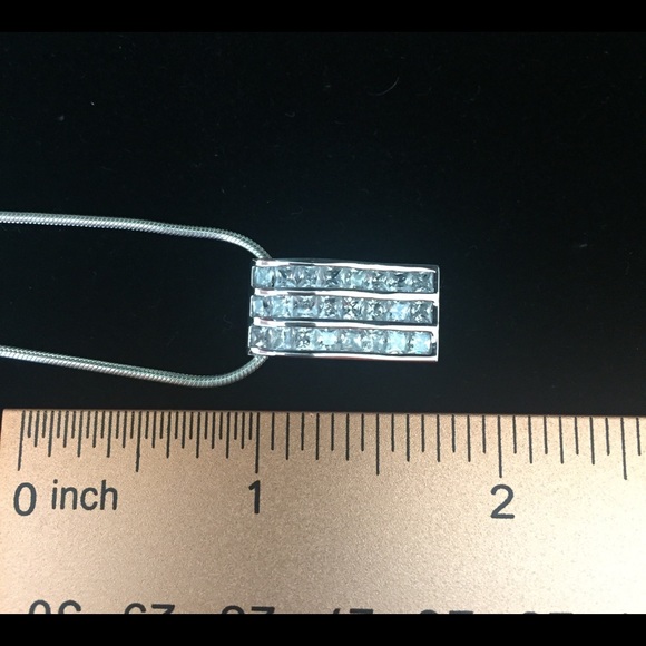 Sterling Silver & Simulated Diamond Necklace - Picture 8 of 11